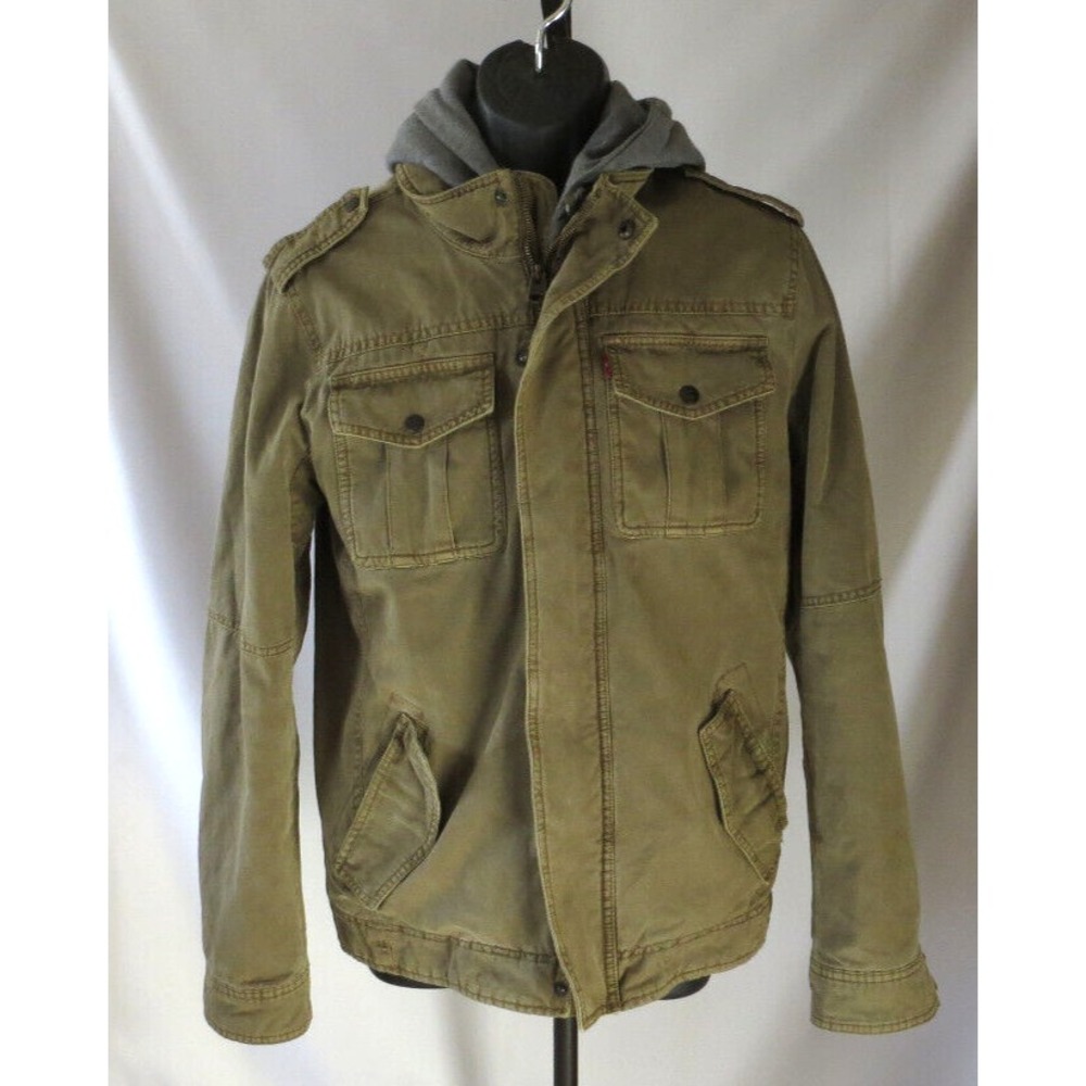 Levi's Strauss Jacket Coat Double Zip Snap Front Hooded Fleece Lined Small
